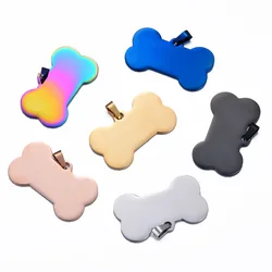 10pcs Wholesale  Stainless Steel Bone Shape Dog ID Dog/ Cat  Tags  Collar Accessories 6 Colors Blank Pet ID Tag Jewelry