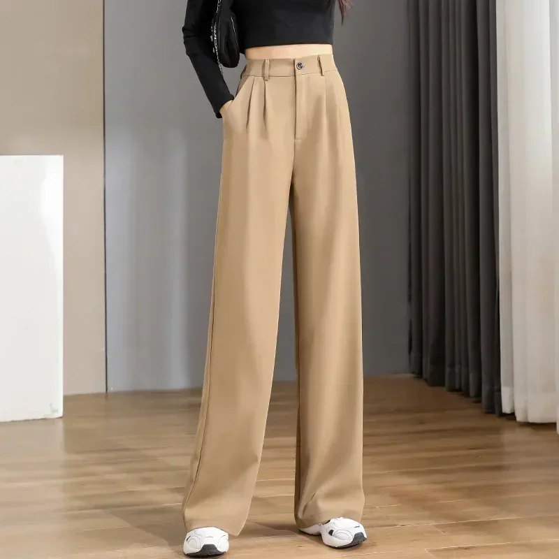 Korean Pants Fashion Trend Female Suit Straight Women'S Loose Spring Summer New High Waist Wide Legs Slim Casual Trousers