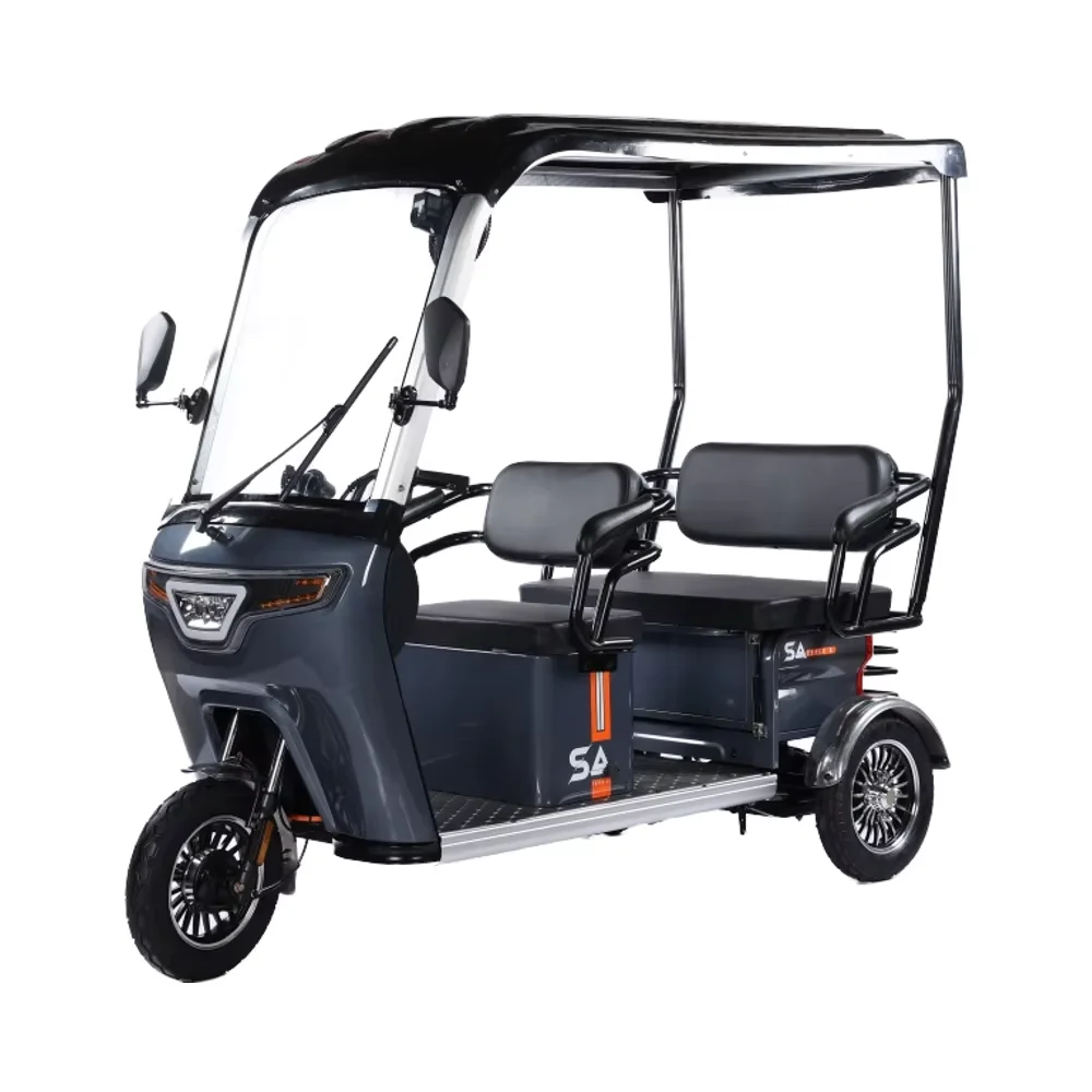 2025 Factory Wholesale City Leisure 800W 60V Lead-acid Battery Two Rows 2 Seats Electric Tricycle with Awning