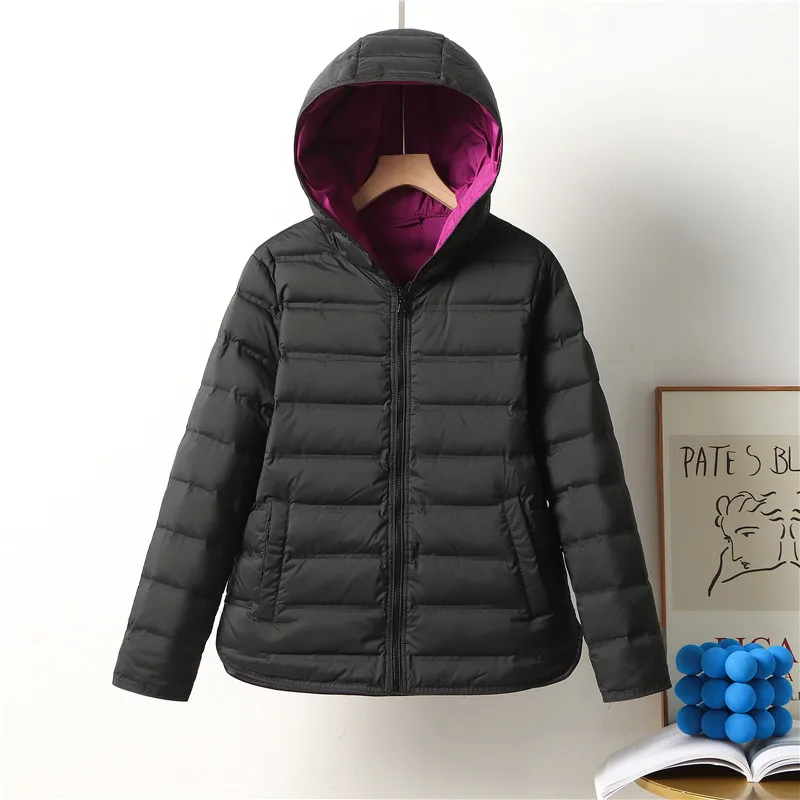 Doudoune courte à capuche ultra légère pour femme, parkas coréennes chaudes, monochromatique, mode féminine, automne, hiver, nouveau, 2024