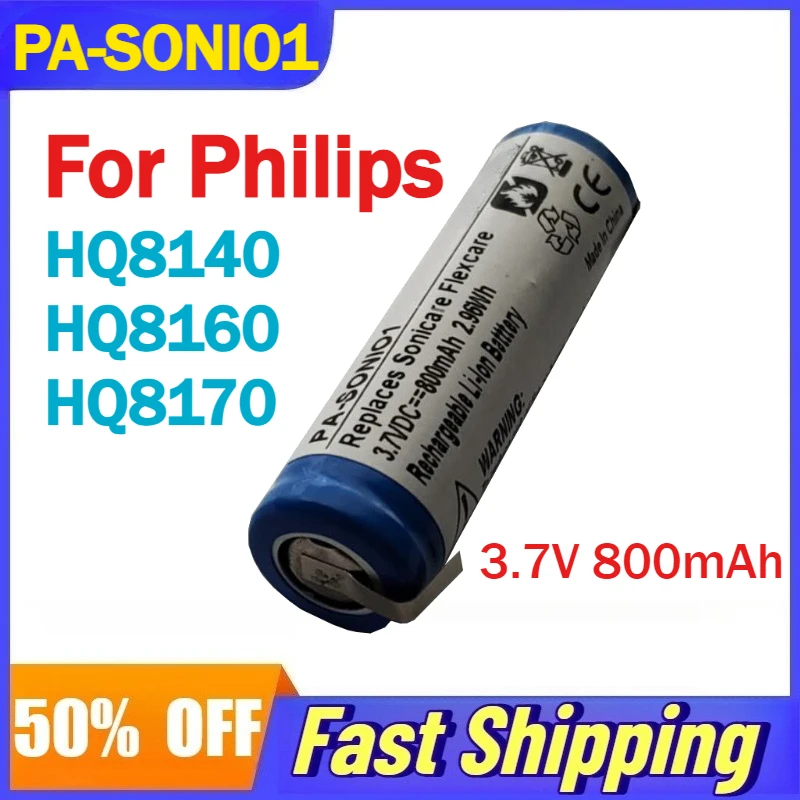 

3.7V 800mAh PA-SONI01 Shaver Battery for Philips HQ8140 HQ8160 HQ8170 Rechargeable Batteries
