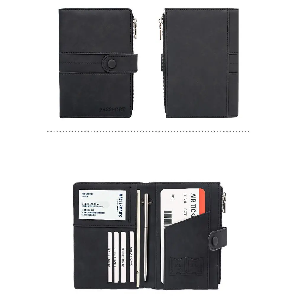 RFID Antifurto PU Borsa per passaporto Porta carte Custodia per passaporto Clip per passaporto Porta biglietti antifurto RFID Portafoglio da viaggio da donna