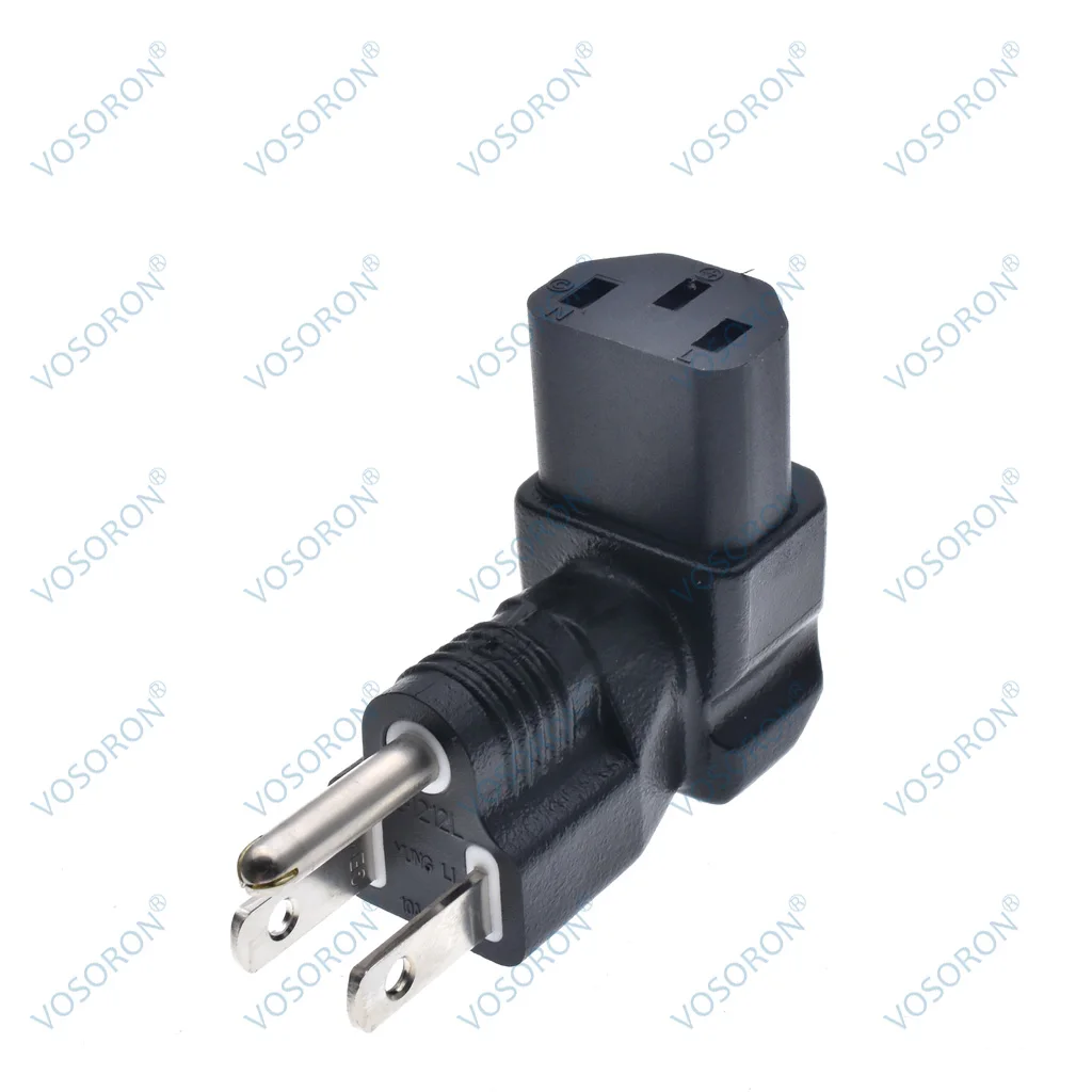 90 Degree NEMA 5-15P to IEC320 C13 Female Power Adapter 10A 125V 3 Prong US Plug for PC Monitor HDTV