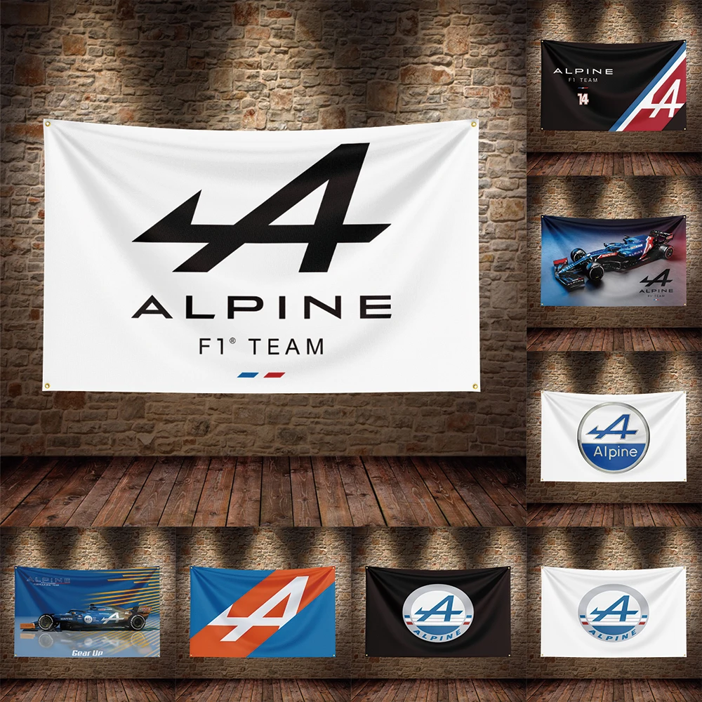 

3x5 Ft Alpine Racing Flag Polyester Printed Cars Banner Flags for Garage Decor