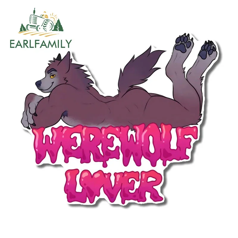 

EARLFAMILY 13cm x 11.3cm for Werewolf Lover Car Stickers Sunscreen Furry Cute Creative Funny Decal Windshield Trunk Decoration