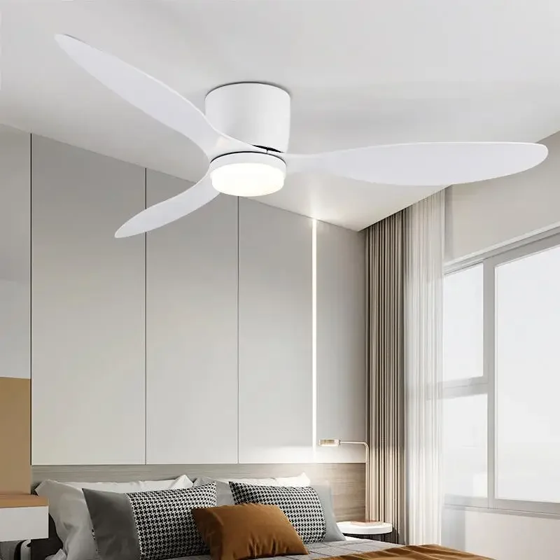 Low Floor Ceiling Fans Only 42 Inch Remote Control Cooling Fans Lamp Design Ceiling Fan With Light White wood Black Color FAN