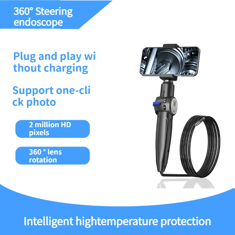 360° two-way rotating hinge Android/ios car inspection endoscope HD 2 million pixels IP67 waterproof industrial endoscope