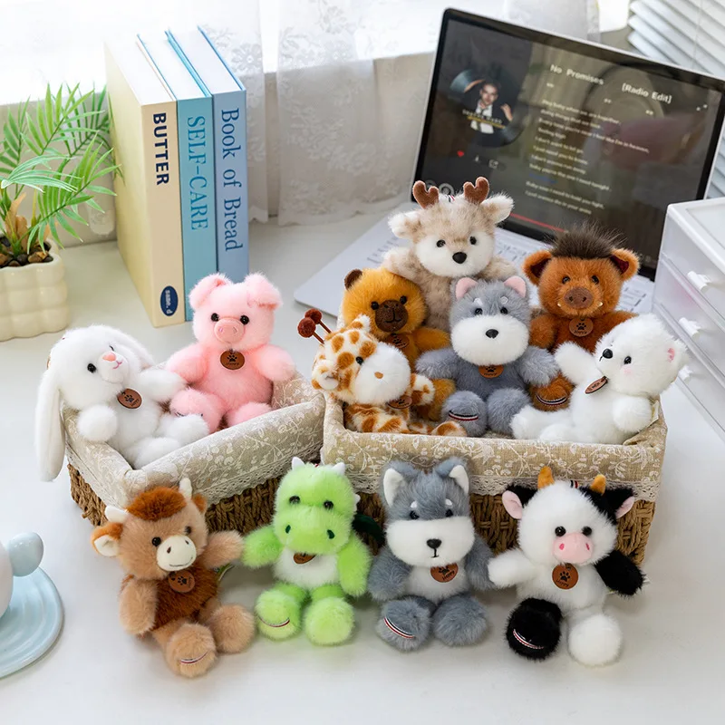 1PC New Creative Cute Animals Plush Pendant Handmad Stress Relief Souvenir Key Ring Bag Pendant