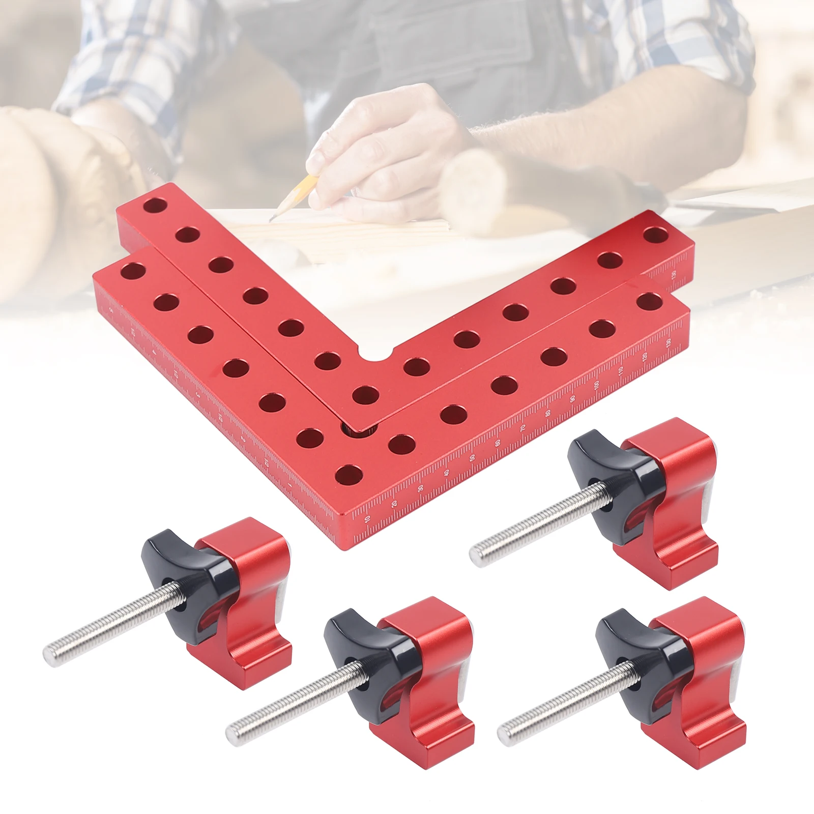 Aluminum Alloy Right Angle Clamps, 90 Degree Positioning Squares, Fixing Clamp 5.5 "x 5.5"(14x14cm), Woodworking Carpenter, 2Pcs