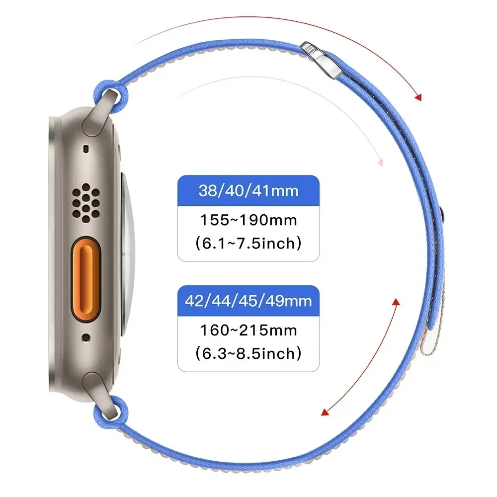 Tali jam tangan Apple, Trail Loop tali untuk Apple Watch Ultra 2 49mm seri 10 9 8 7 46mm 45mm 41mm 42mm olahraga nilon gelang iWatch 6 5 4 SE 44/40mm