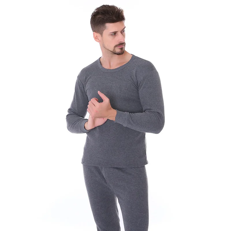 Men Padded and Thickened Thermal Underwear Set of Autumn Clothes and Trousers Cotton Jumper Autumn and Winter Bottoming Set of L