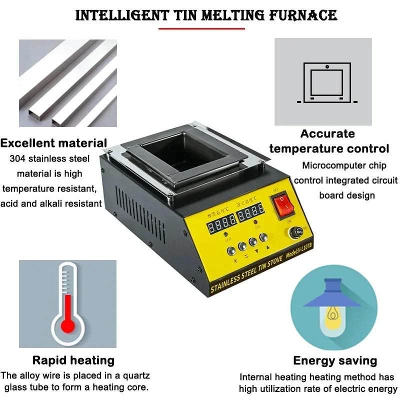 Imagem -06 - Tin Melting Pot Forno de Solda Termorregulação Desoldering Banho 110v 220v 30400 Graus Ajustável