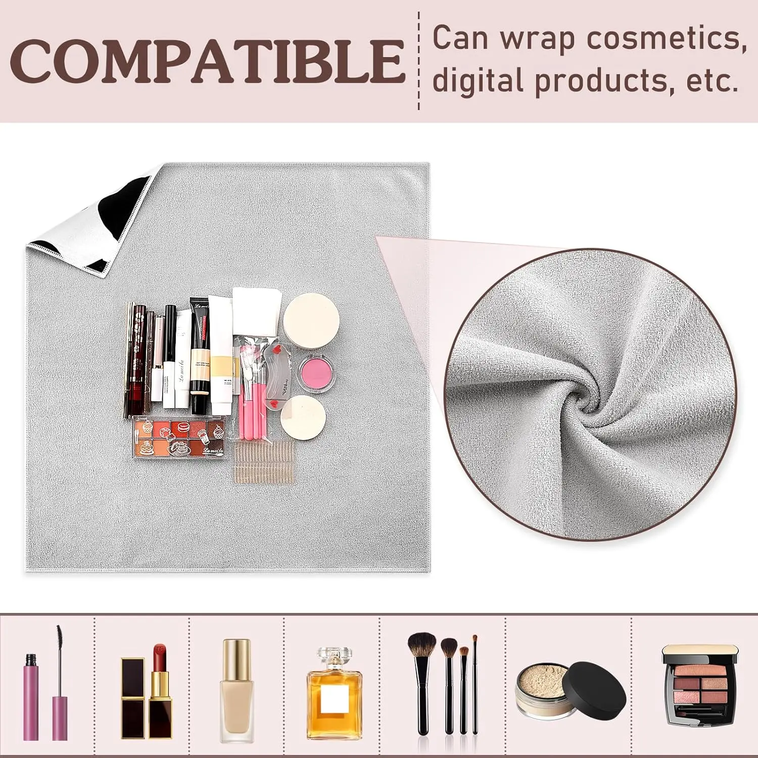 Toiletries Cosmetic Makeup Brushes Storage Bag Cloth Protective Wrap 50cm Universal Magic Self-Adhesive Travel Outdoors Make Up