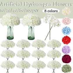 10-100Pcs Hydrangea Artificial Flowers Silk Hydrangea Full Flowers Heads with Stems for Wedding Centerpieces Fake Flowers Heads