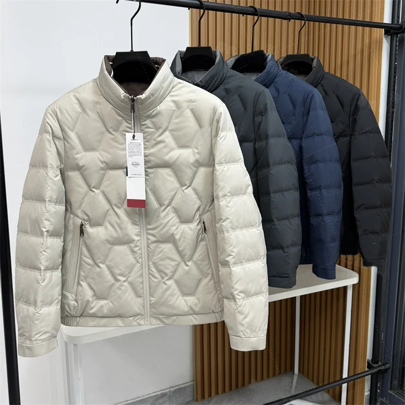 

Double-Sided Wear 90 Du down Windproof Waterproof Bfle Loing Velvet Winter Men's Casual Stand Collar down Jaet