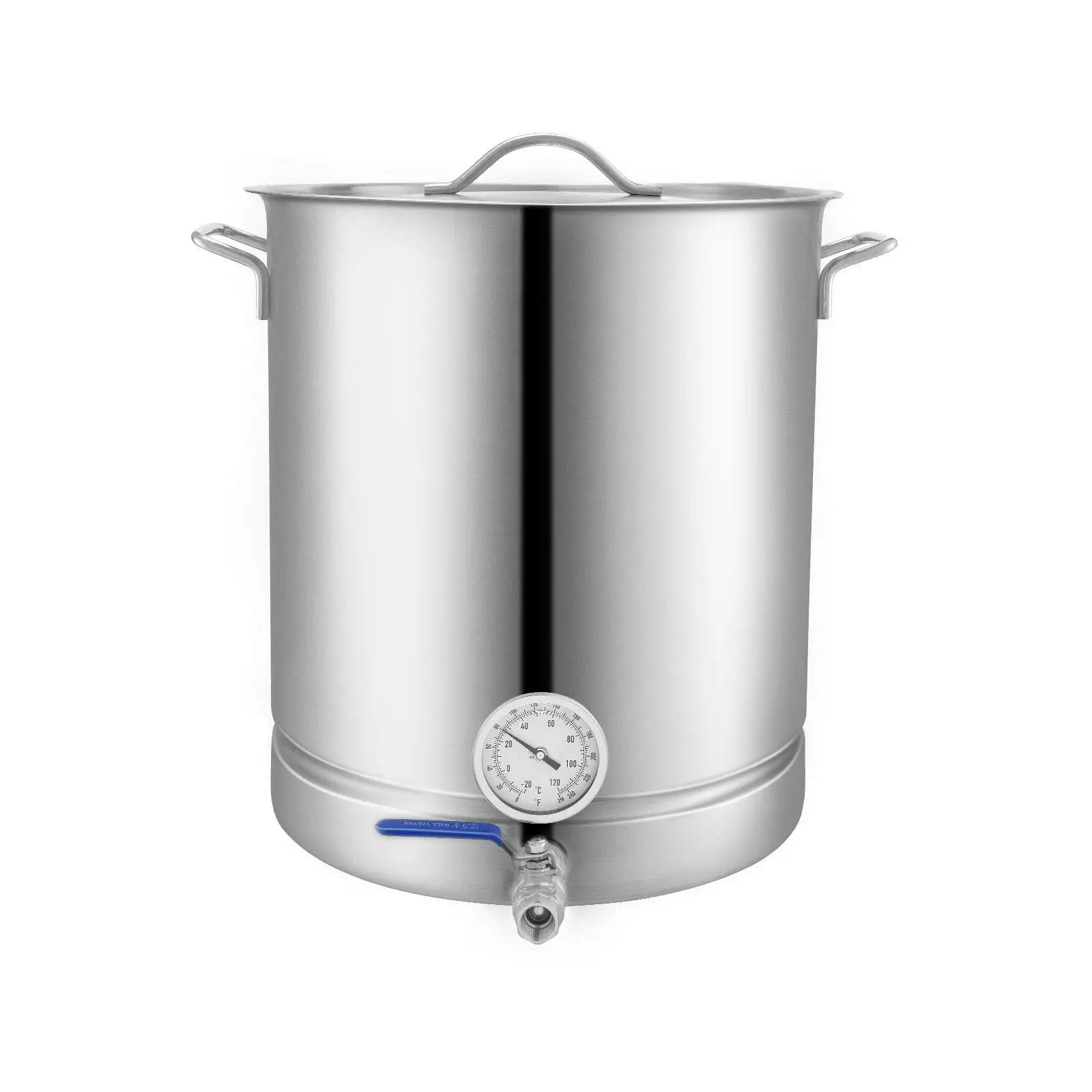 16 Gallon Stainless Steel Home Brewing Kettle Pot with Ply Bottom Lid Thermometer Ball Spigot Filter and Filter Tray for beer Brewing Equipment