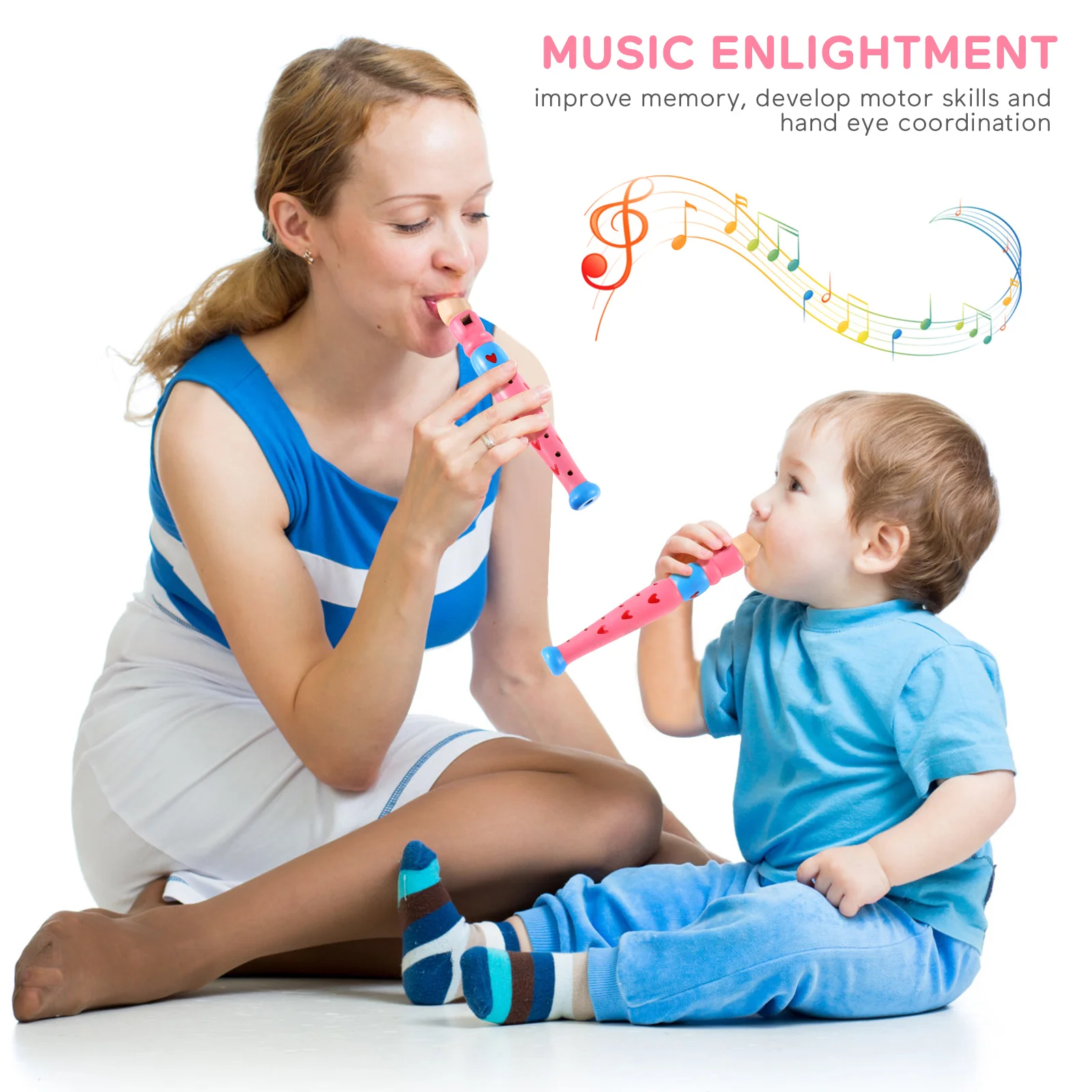 Early Education Toys Wood Musical Instruments Piccolo Flute Kids Children Audio Recorder