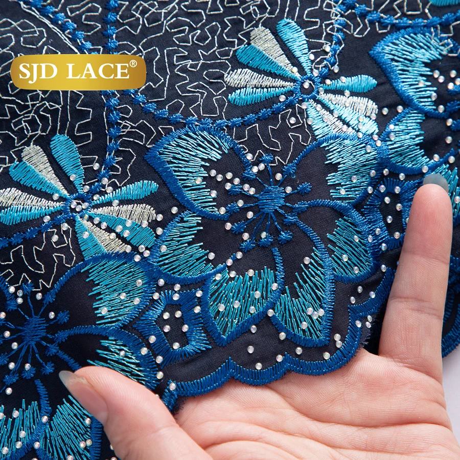 SJD LACE African Cotton Fabric 2025 High Quality Nigerian Cotton Lace Fabric Swiss Voile Lace For Women Sew Wedding Dresses 4306