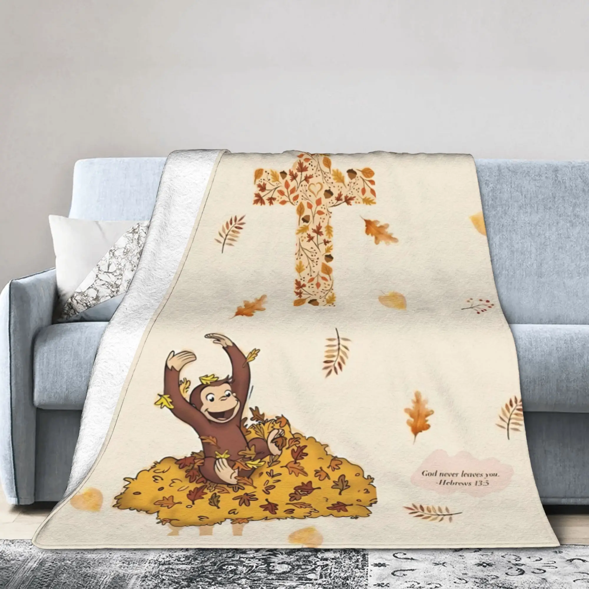 The Little Monkey Curious George Blanket Coral Fleece Plush Spring/Autumn  Multi-function Soft Throw Blanket for Bed Bedspreads