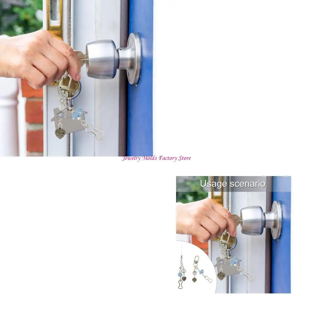 Resin Heart Dogs قلادة مفاتيح حزام الهاتف الحبل للهواتف وأكياس الكاميرا E0BF