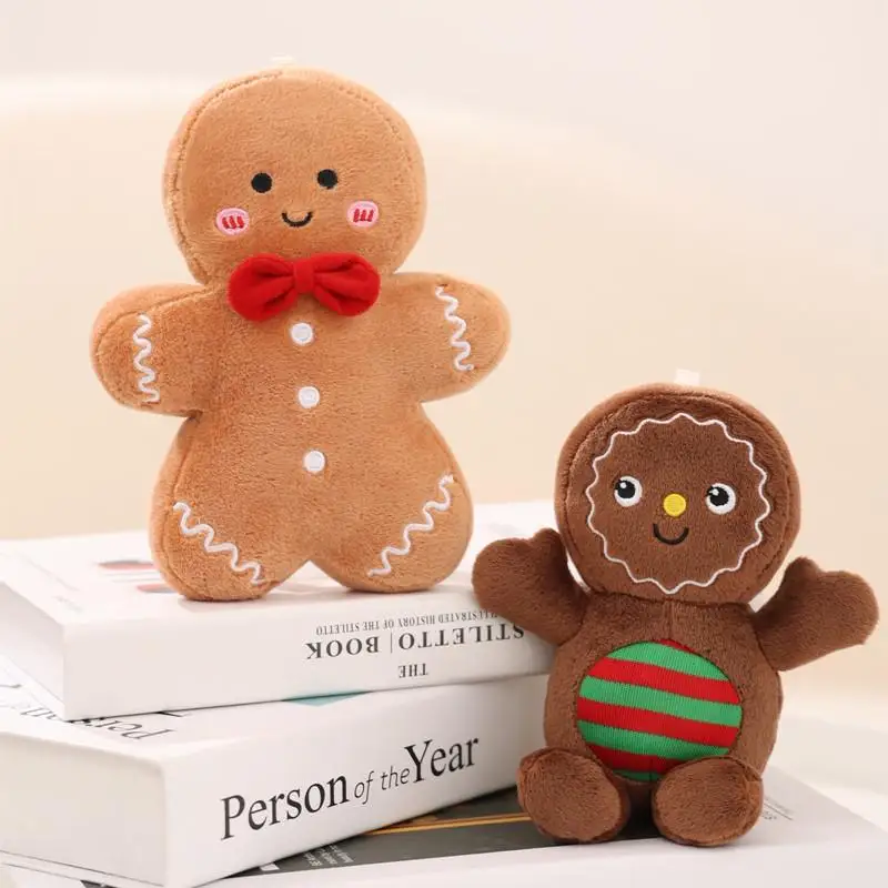 2/1PC Ginger Bread Plush Toy Stuffed Caramel Chocolate Gingerbread Man Cushion Christmas Tree Decor Xmas Pendant Drop Ornaments