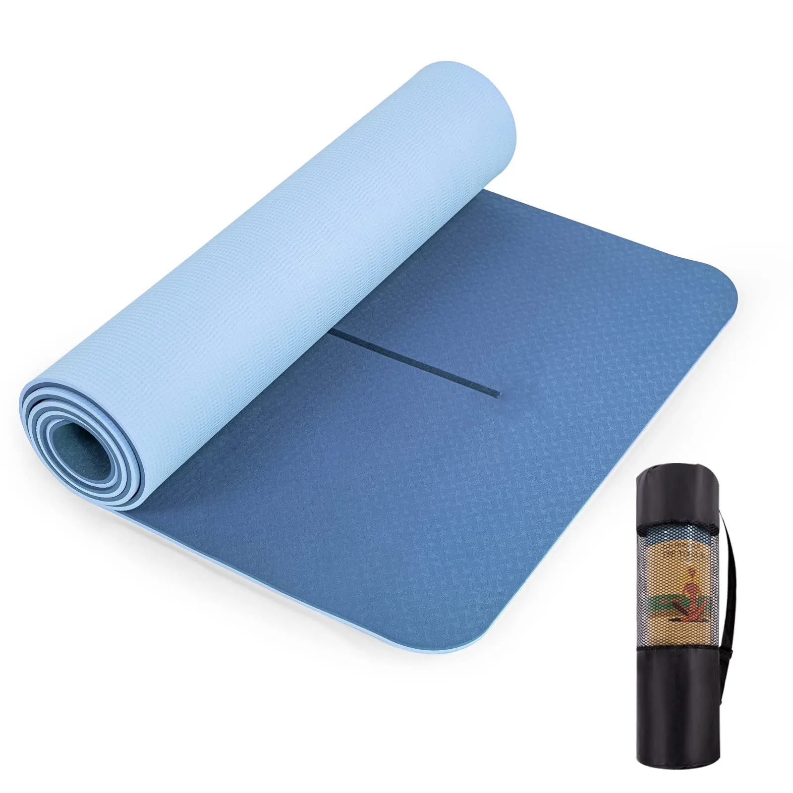 Eco-Friendly TPE Yoga Mat With Strap 8mm-10mm Thickness Waterproof Feature Custom Logo Bag Included-for Workout and Exerciseprom