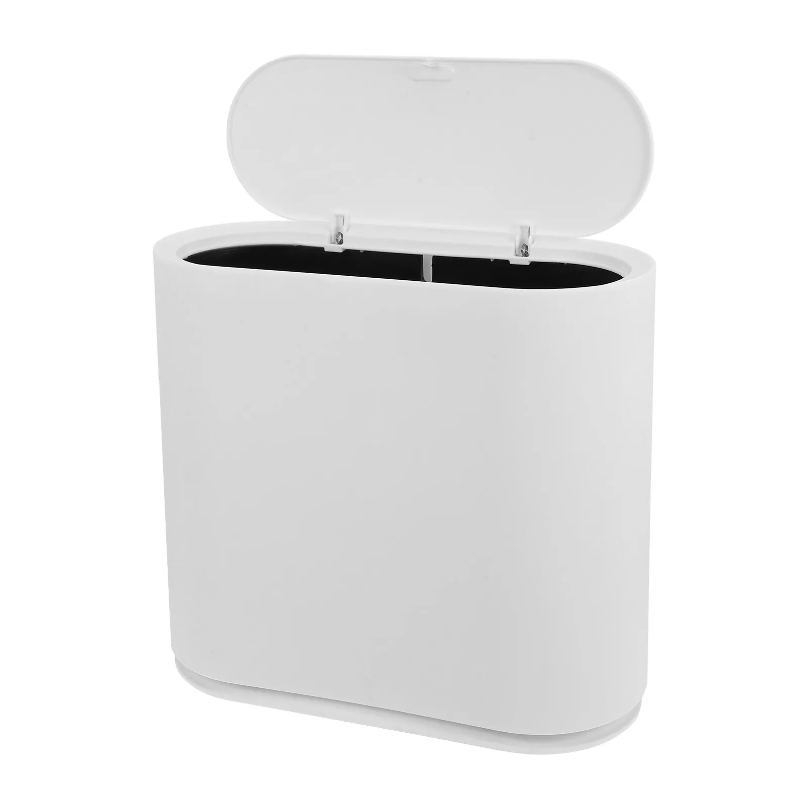 

1 шт. Компактный современный пластиковый мусорный бак с нажимной крышкой для спальни, ванной, кухни, офиса, узкий контейнер для отходов