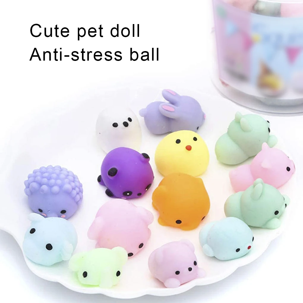 64/36/24pcs Waterproof Squishy Toy Cute Pet Doll Funny Sensory Antistress Ball Stress Relief Toys  64 Pieces/Barrels