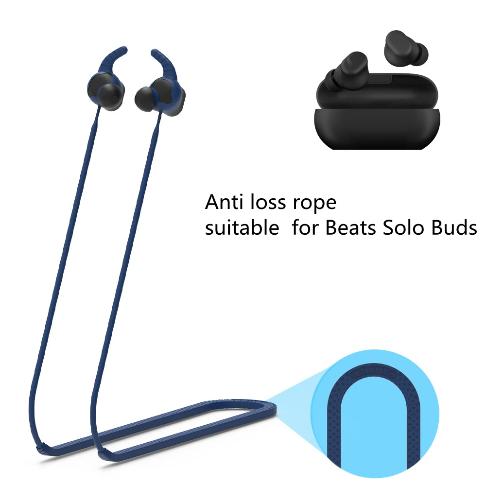 

Headphone Anti-Lost Strap for Beats Solo Buds Silicone Holder Rope Sweat-ptoof Earphone Neck Strap Blue Red Black