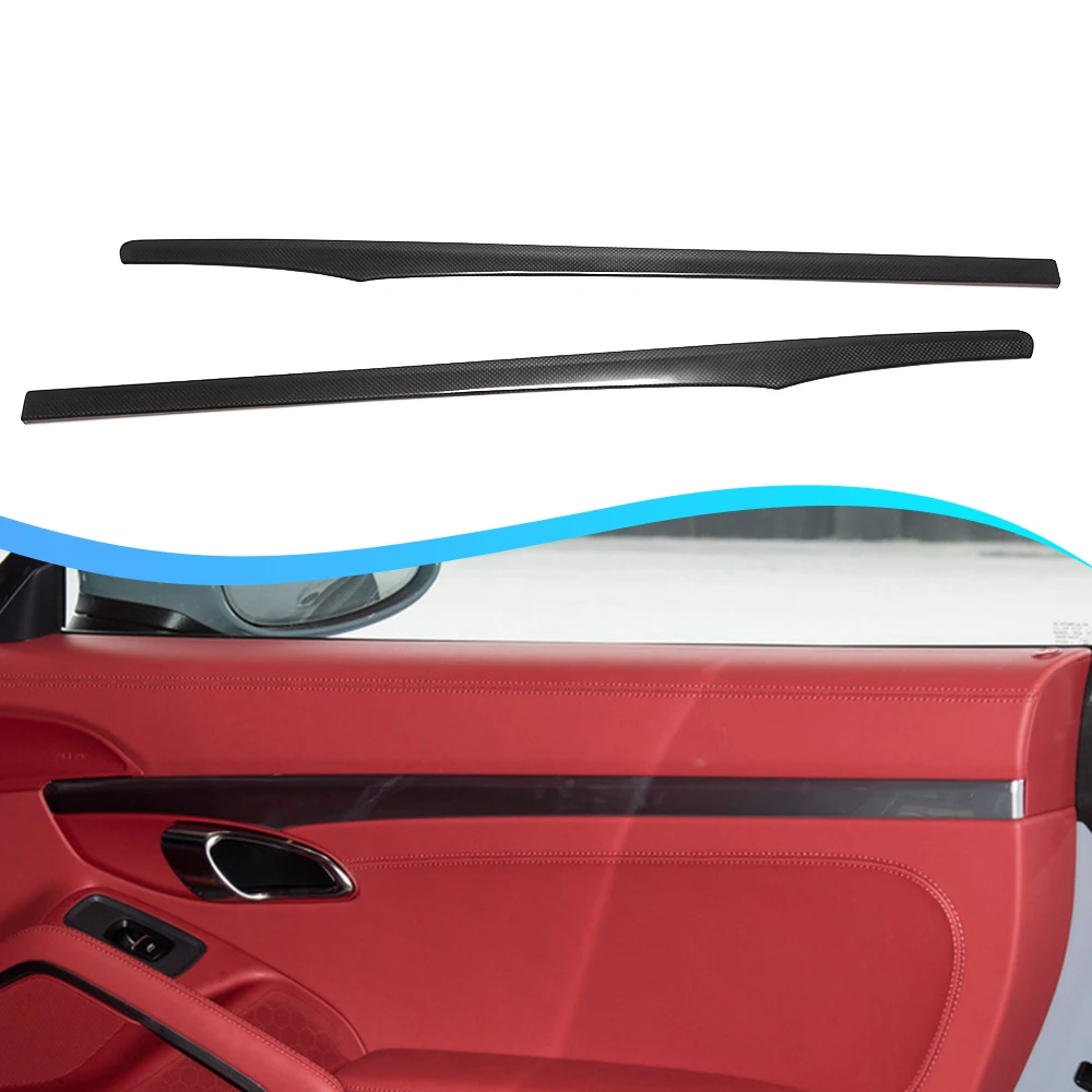 

For Porsche 718 GTS GT4 Cayman Boxster S Spyder RS 2013 2014-2024 Door Panel Strip Interior Dry Carbon Fiber Car Trim