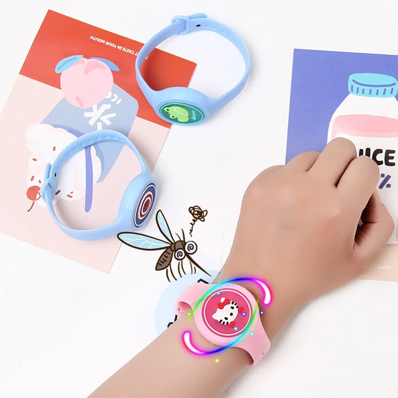 Pulsera repelente de mosquitos de dibujos animados para niños, pulsera antiinsectos, anillo repelente de mosquitos de aceite esencial de plantas,