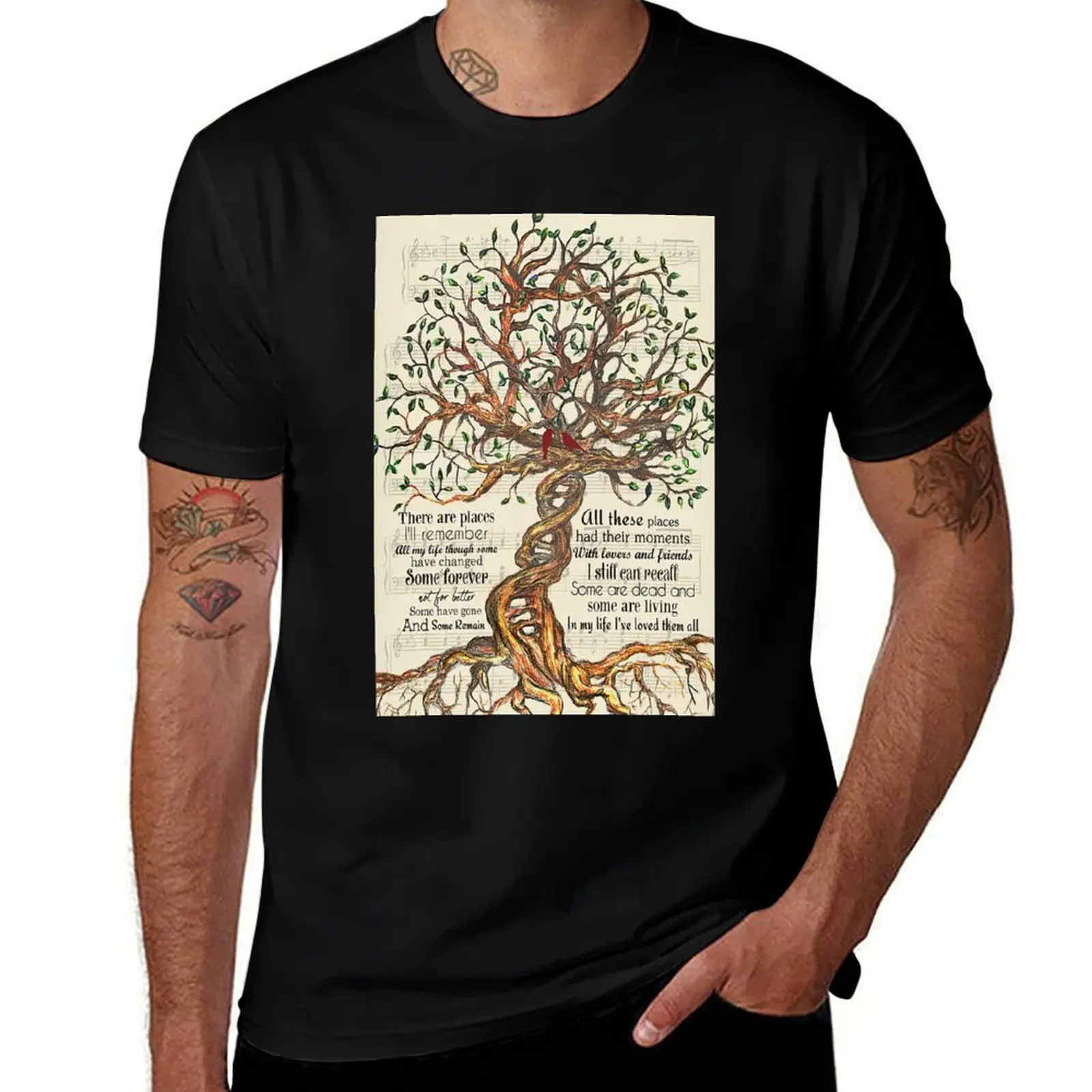 In My Life Lyrics - Tree And Cardinal Bird Gift Who Love In My Life T-Shirt Minimalist Graphic Tee Shirt T-Shirt