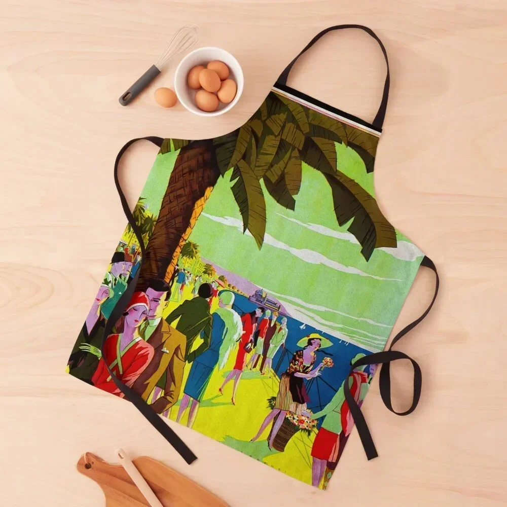 

Vintage Nice France Travel Poster Apron For Nail Stylist Smock for hairdressing waterproof for women Cute Kitchen Apron