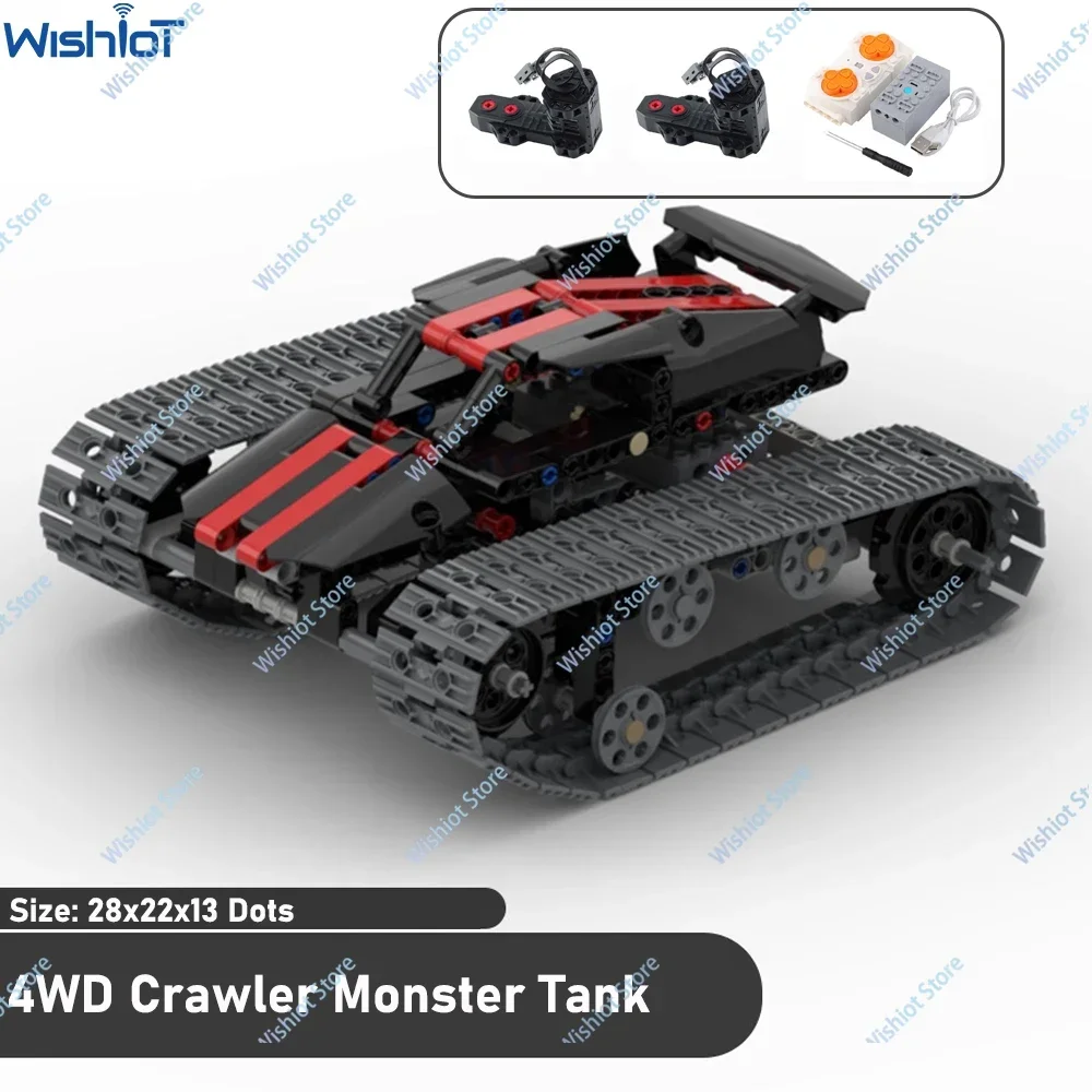 

MOC 4WD Crawler Monster Tank High Speed Buggy Motor Off-Road Cross Excavator Chassis APP Remote Control Building Blocks Vehicle