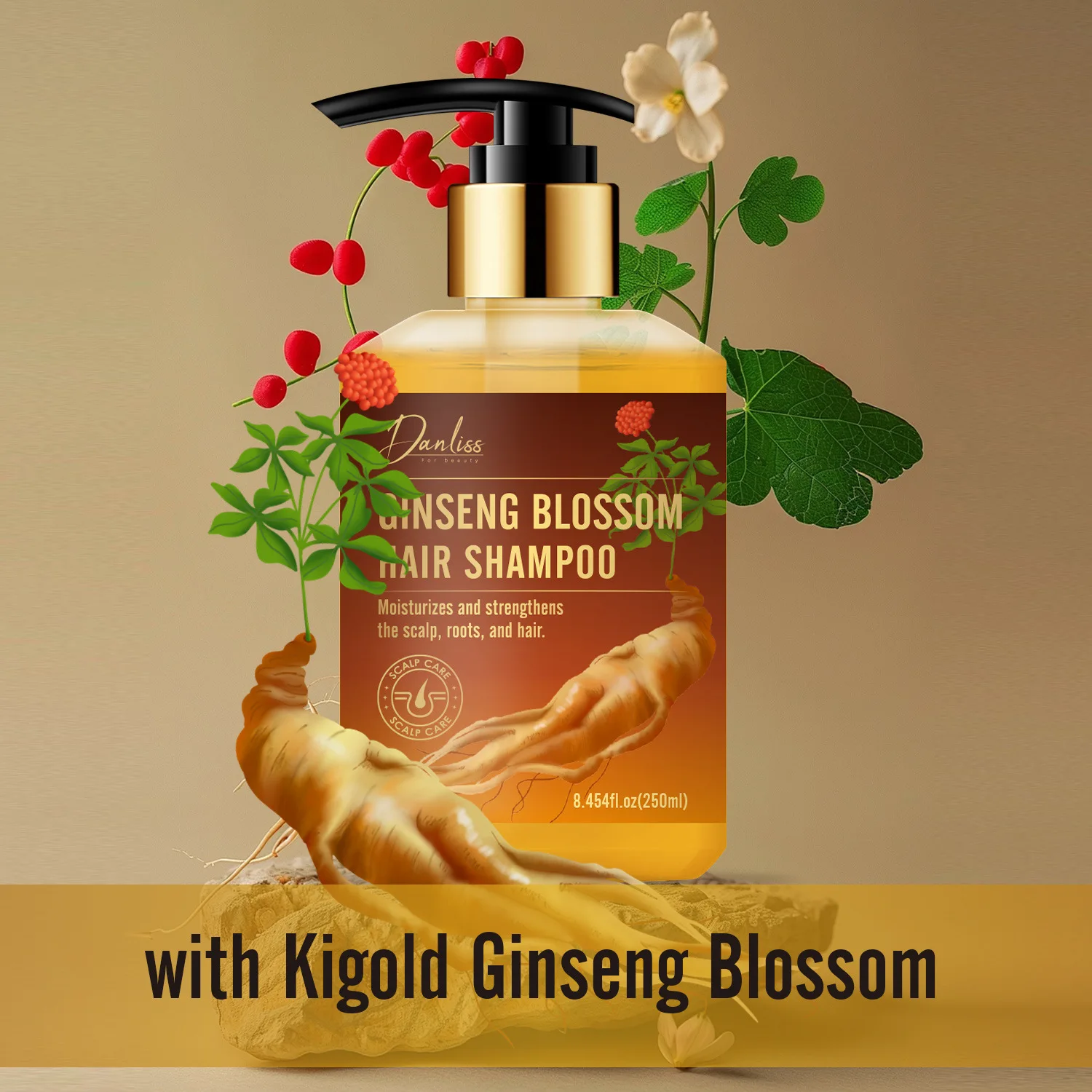 Ginseng Flower Shampoo Deeply Nourishes Hair, Promotes Hair Growth and Strengthens Hair Roots. Ginseng Flower Shampoo 500ml 2