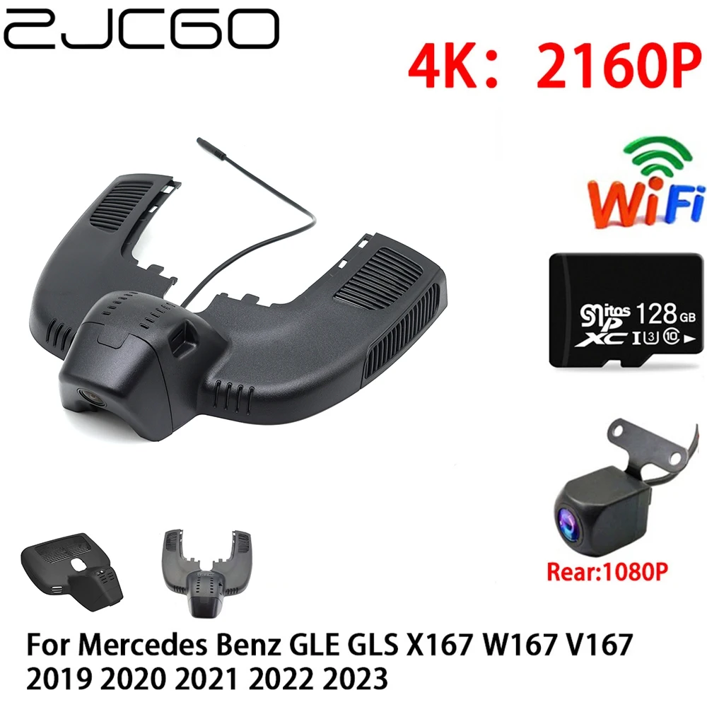 

ZJCGO 2K 4K Car DVR Dash Cam Wifi Front Rear Camera 2 Lens 24h for Mercedes Benz GLE GLS X167 W167 V167 2019 2020 2021 2022 2023