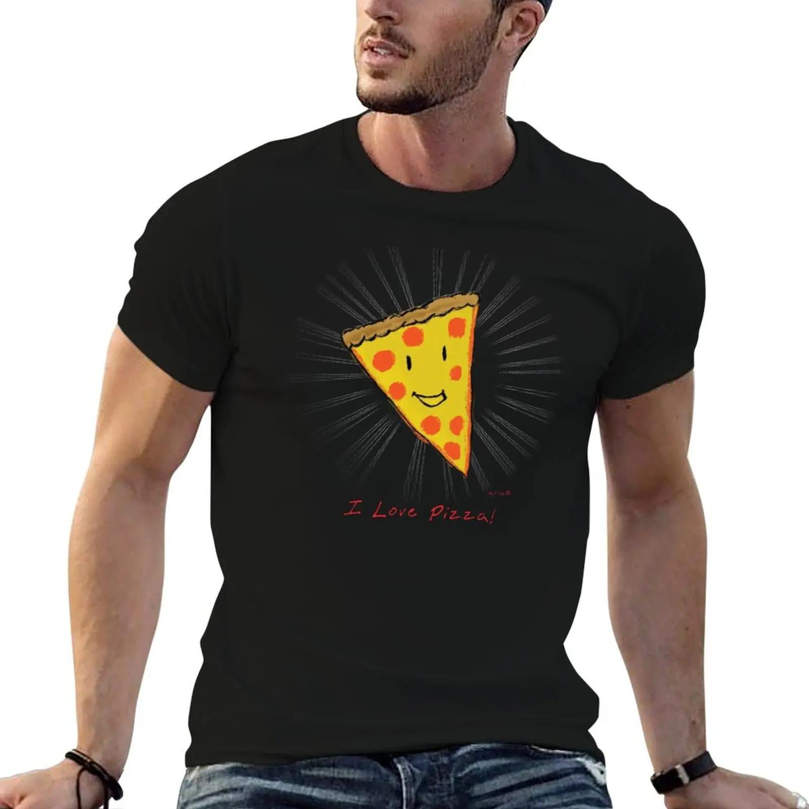 

I Love PIZZA!!! T-Shirt cotton t shirt man g man t shirts for men man tshirt T-shirt