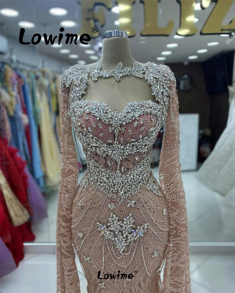 Dubai Arabic Pink Evening Dress Cape Sleeve Long Luxury Prom Gowns Custom Made Plus Size Mermaid Party Dresses For Weddings Robe