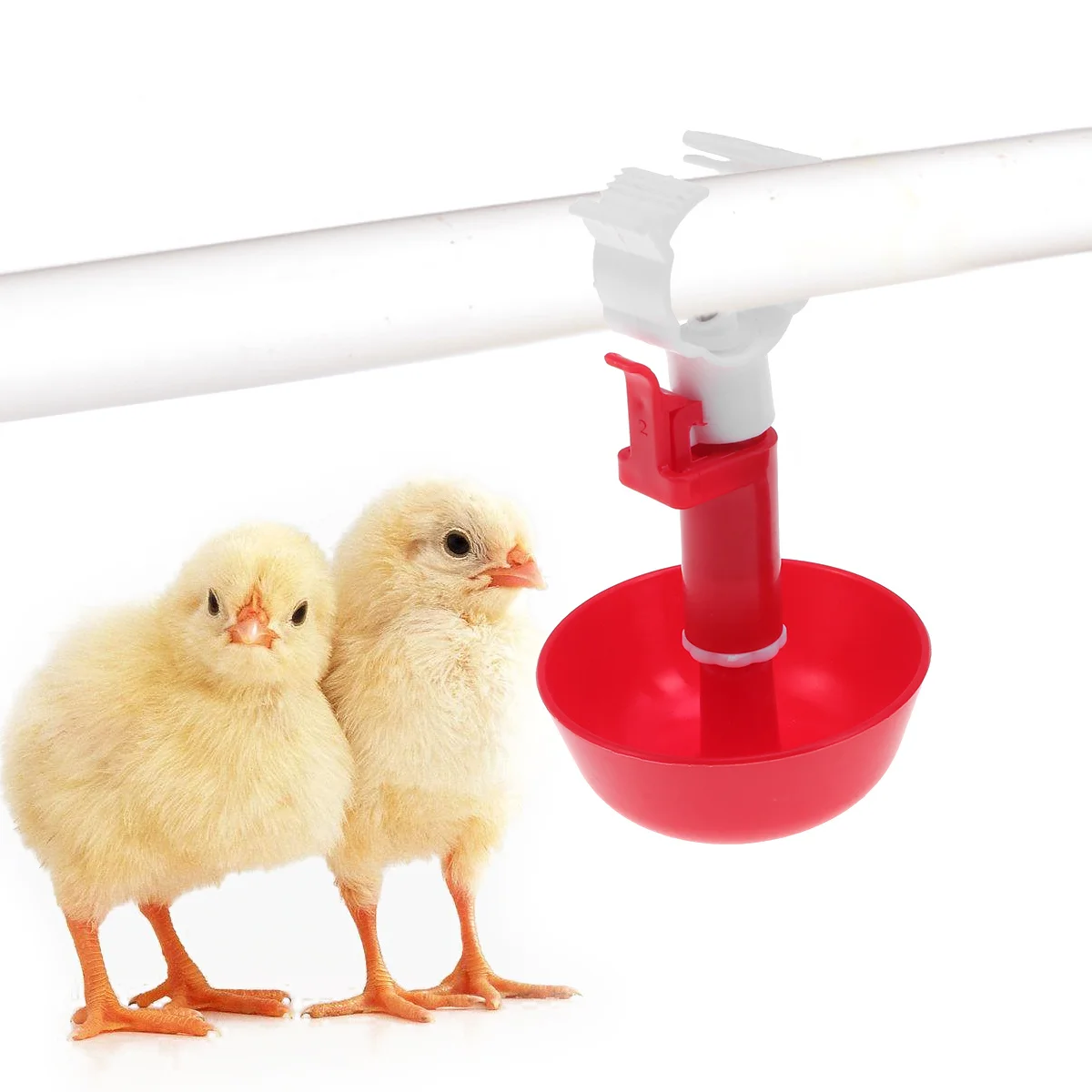 

10Pcs Adjustable Bird Water Drinking Cups Automatic Feeder Chicken Poultry Drinker Chick Bowls Feeding Tools White Clip Spring