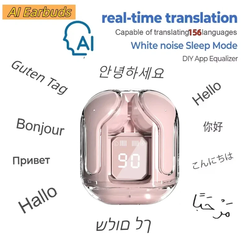 AI Translation Bluetooth Earphones Magic APP 156 Languages Real time Translator Meeting Summary Business Travel Wireless Earbuds
