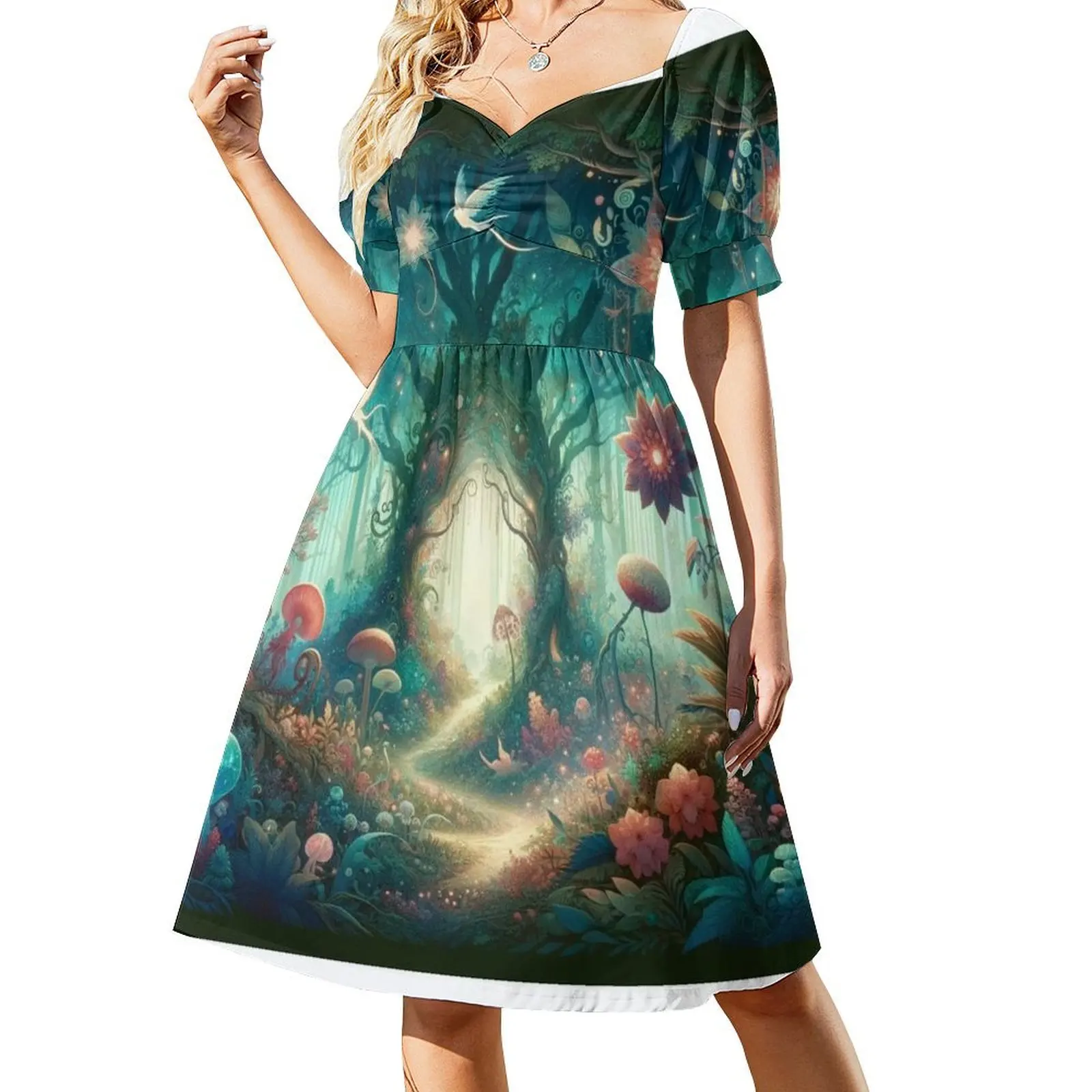 The Magical Enchanted Fairy Forest Short-Sleeved Dress summer dress womens 2025 Dress for girls party night