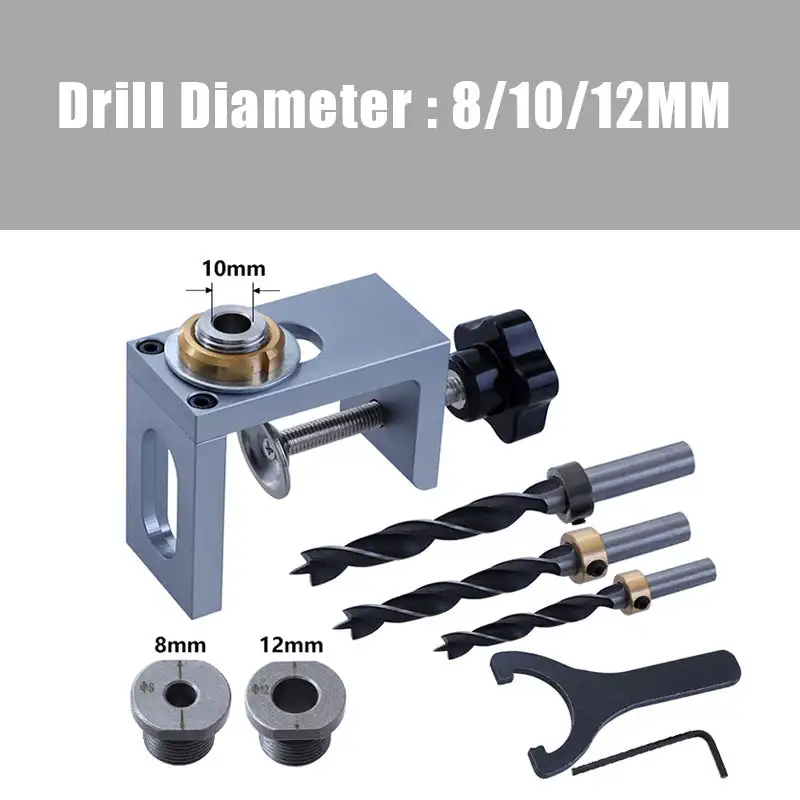 8/10/12mm Adjustable Punching Auxiliary Tool for Cabinet Rebounder Woodworking Dowe Jig Kit Wood Dowel Punch Locator Guide Tool