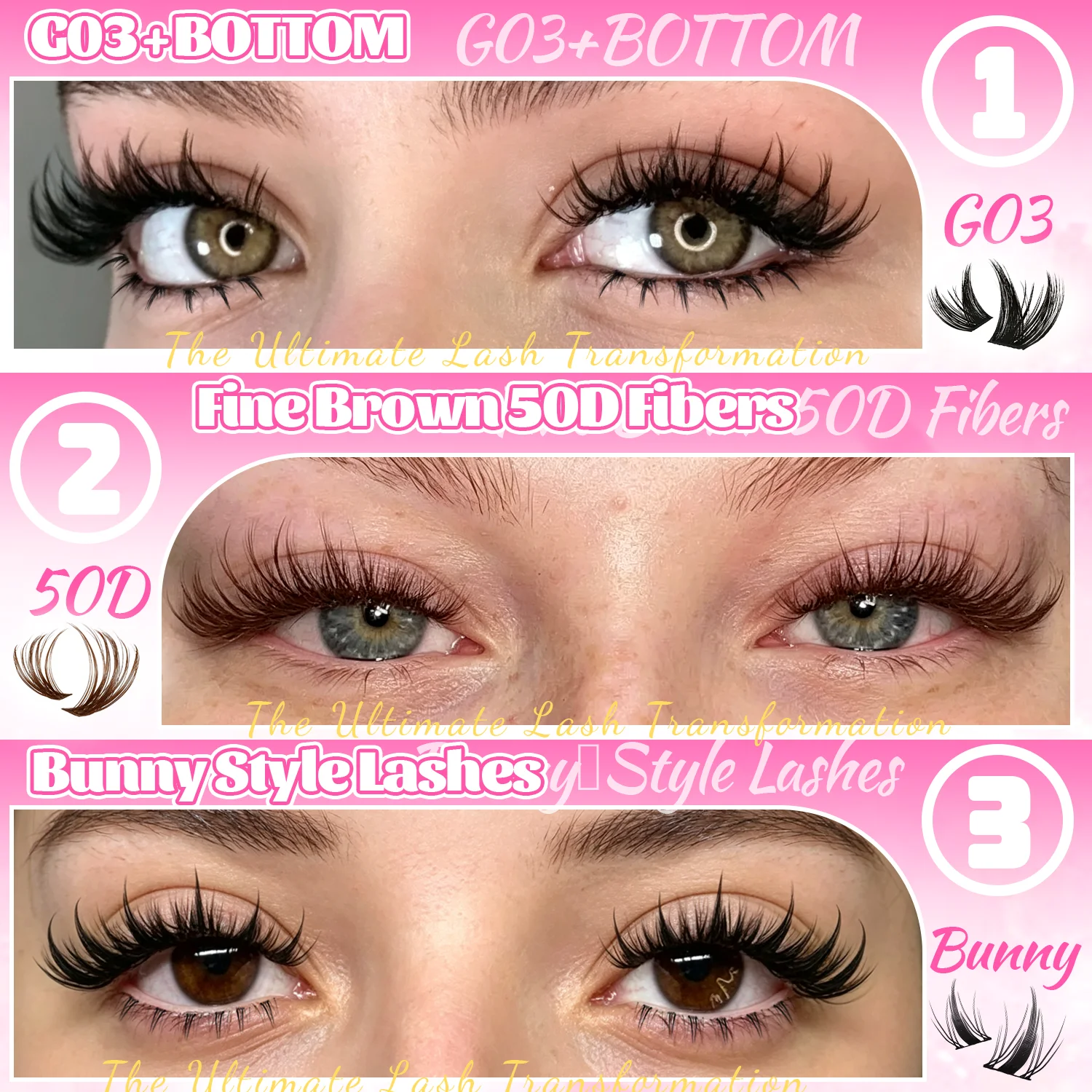 EIMNY Mixed‑Style Lash Clusters Kit, Reusable Individual Cluster Eyelash Extensions, Build Natural Fluffy Voluminous Eye Look