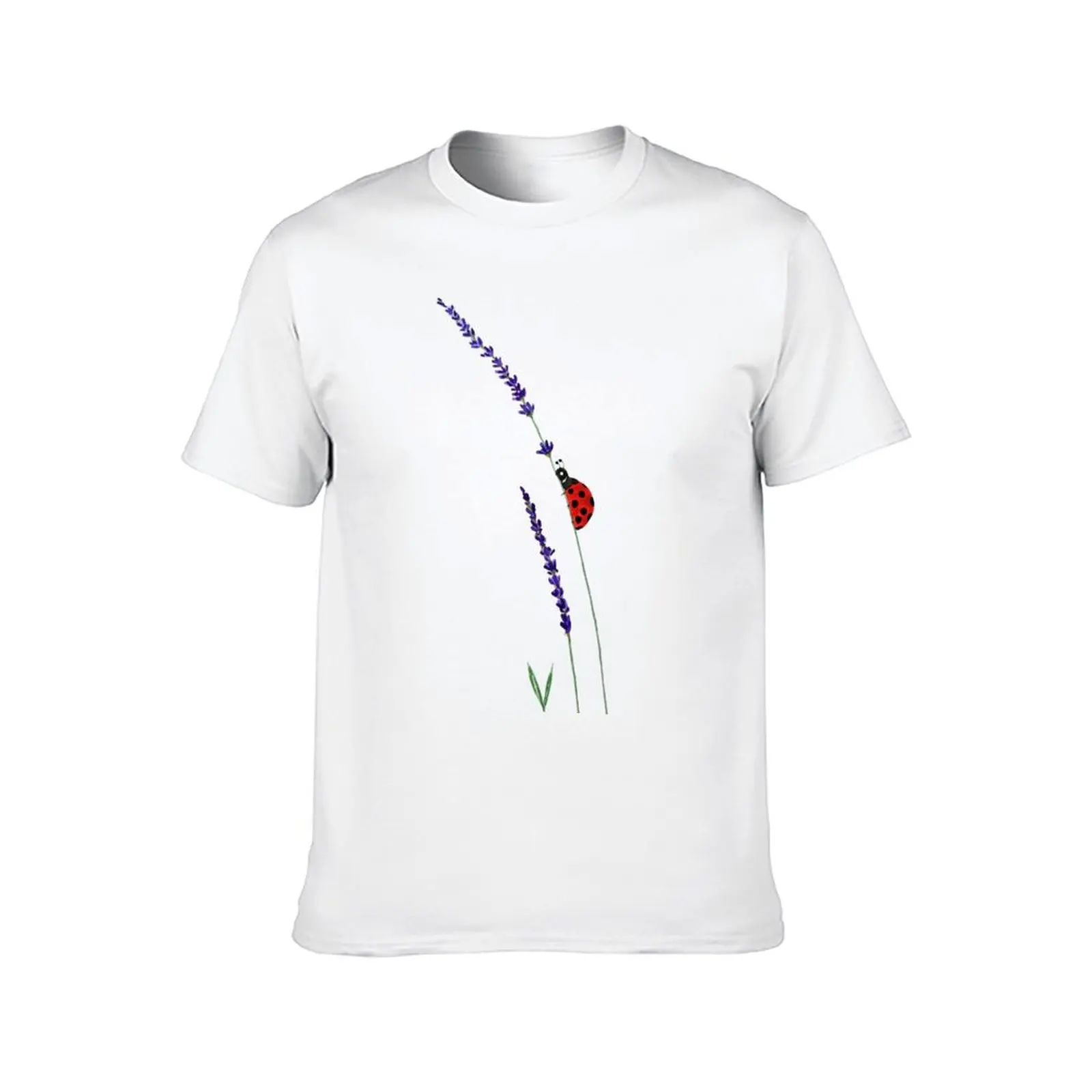 hand painted red ladybug and purple lavender T-Shirt cheap stuff Personalized t-shirt sublime men clothings