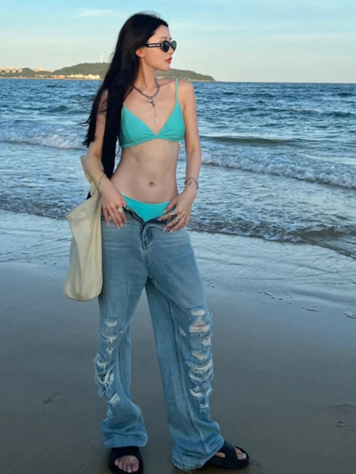 

Женский сексуальный раздельный купальник-бикини с вырезами, для горячих источников, из нейлона, с поддержкой для груди