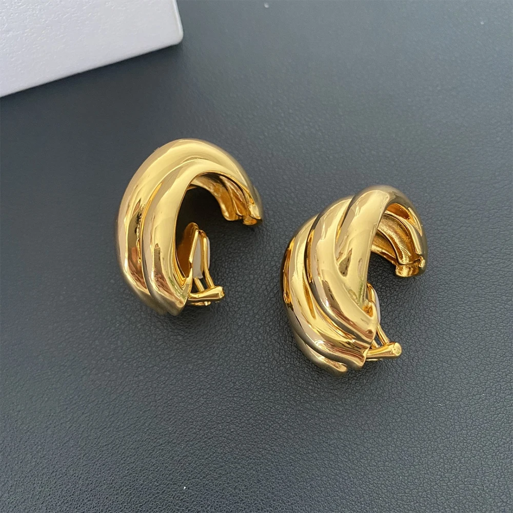 To Reines 2024 Classic Golden Silver Geometry Ear Clips Earring Fashion Jewelry Party Girl Gift Earrings Women&Men