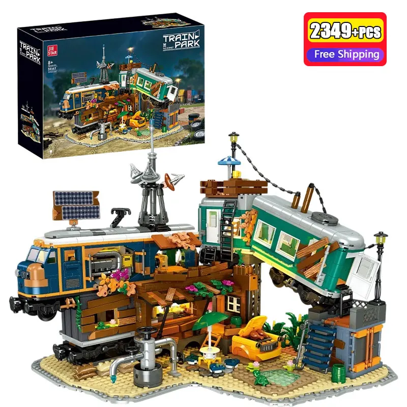

2349PCS Train Park Building Blocks City Architecture Model Bricks Creative Construction Toy Set For Children Birthday Gift