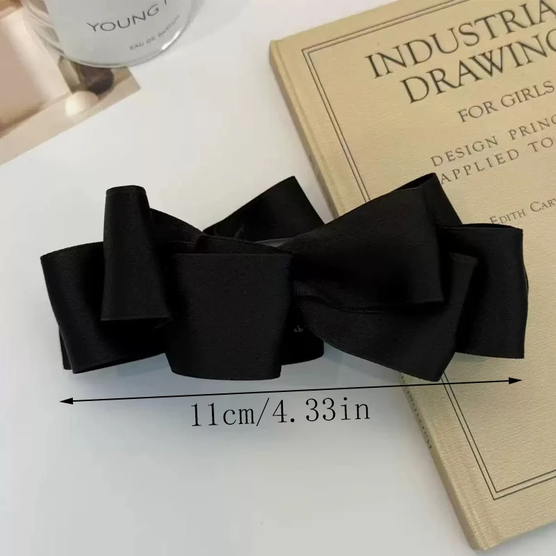 1/2 Stück süße koreanische Haarspange mit Schleife, Bananenspange, nie herunterfallender hoher Pferdeschwanz, hochwertige Satin-Kopfbedeckung und Haaraccessoires – Detail 2