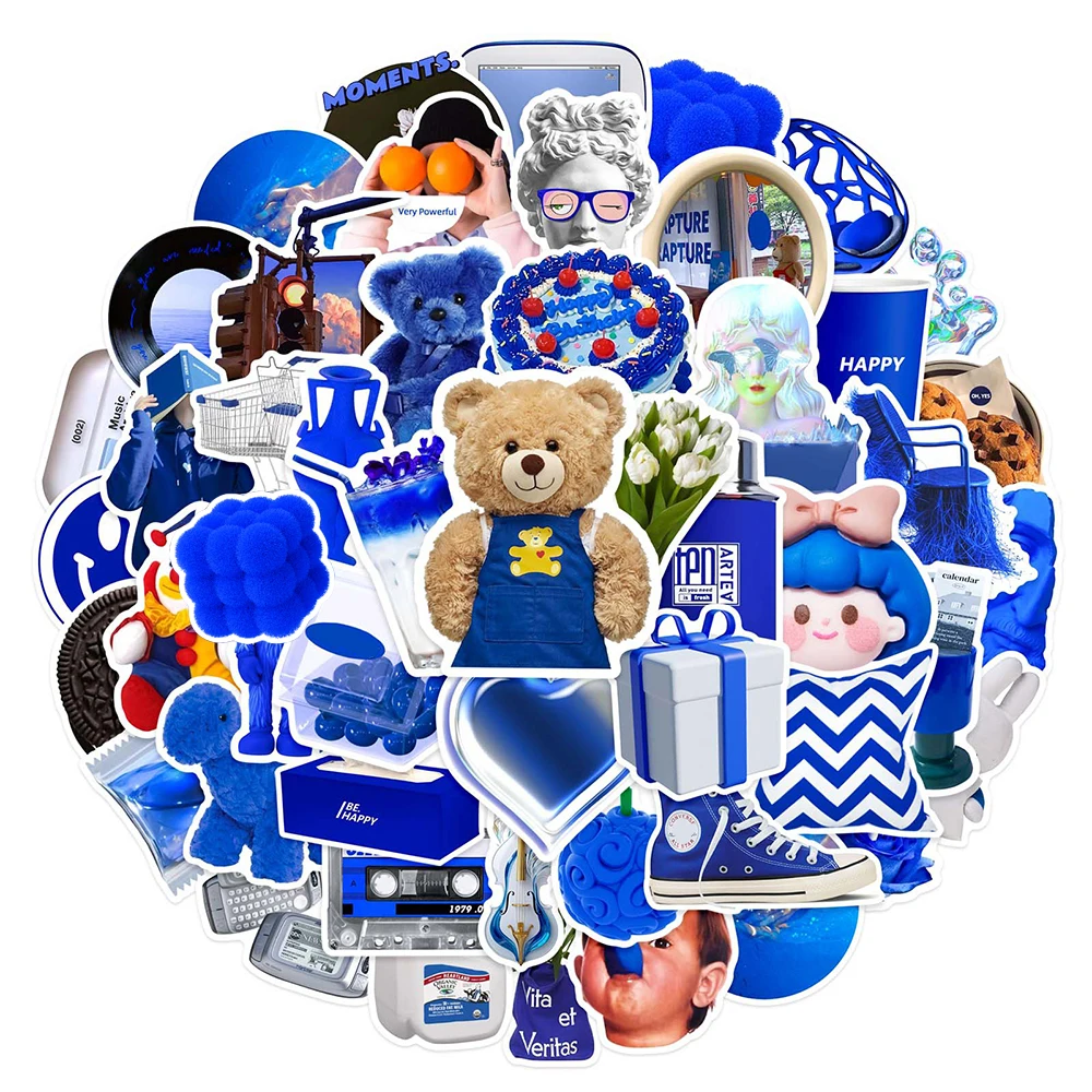 

10/30/50PCS Funny Blue Cartoon Ins Style Stickers Toys DIY Notebook Phone Bike Skateboard Suitcase Waterproof Cute Decals Gifts