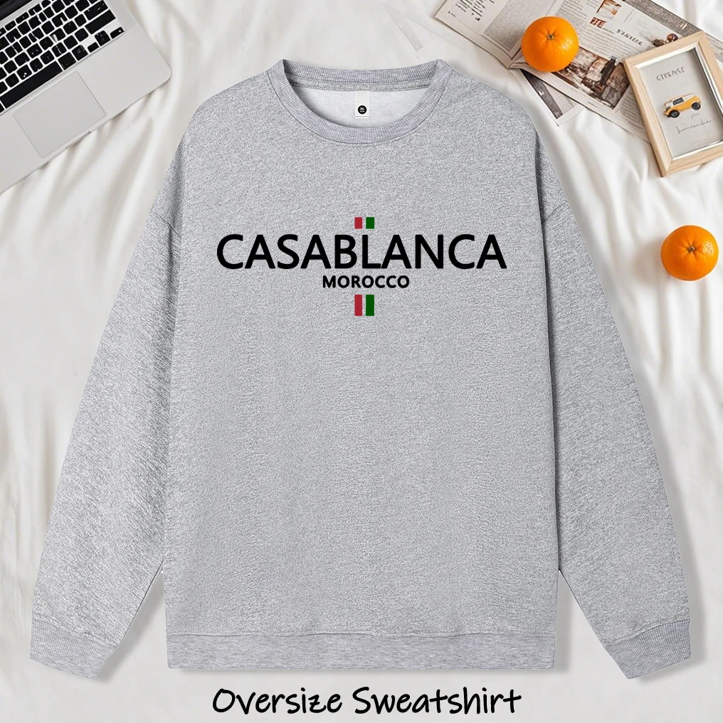 سويت شيرت مطبوع عليه حروف أبجدية فنية مغربية للرجال ملابس الشارع بياقة دائرية ملابس ملونة مناسبة للجنسين ملابس غير رسمية للشارع #1